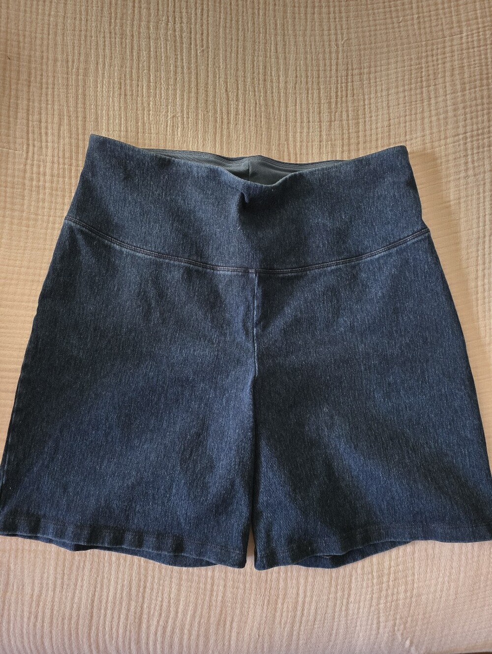 High-Waist Dark Blue Denim Shorts - Women